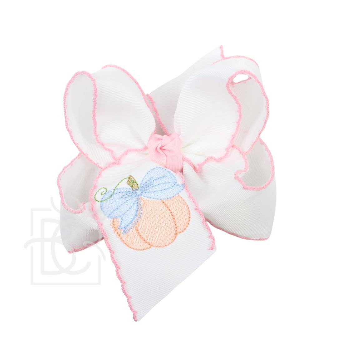 Pink Pumpkin Crochet Edge Bow