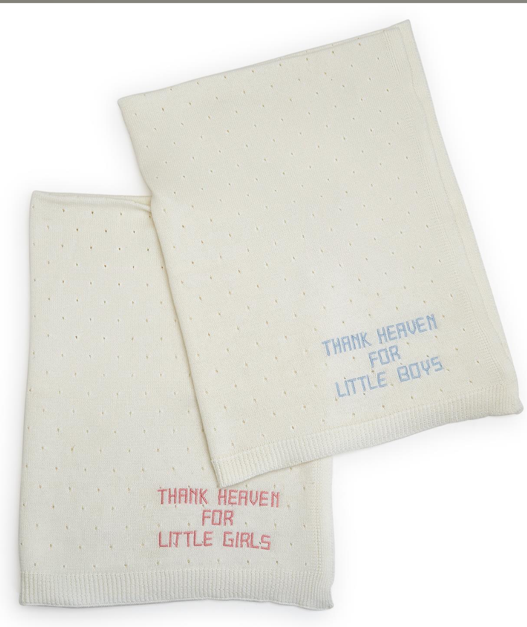 Thank Heaven Embroidered Knit Blanket