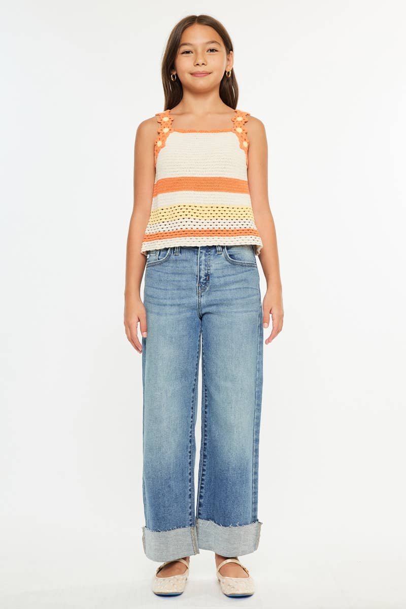 High Rise Crop Wide Leg Jeans