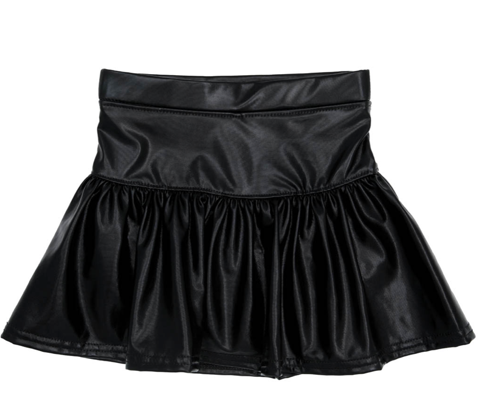 Metallic Gathered Skort in Black