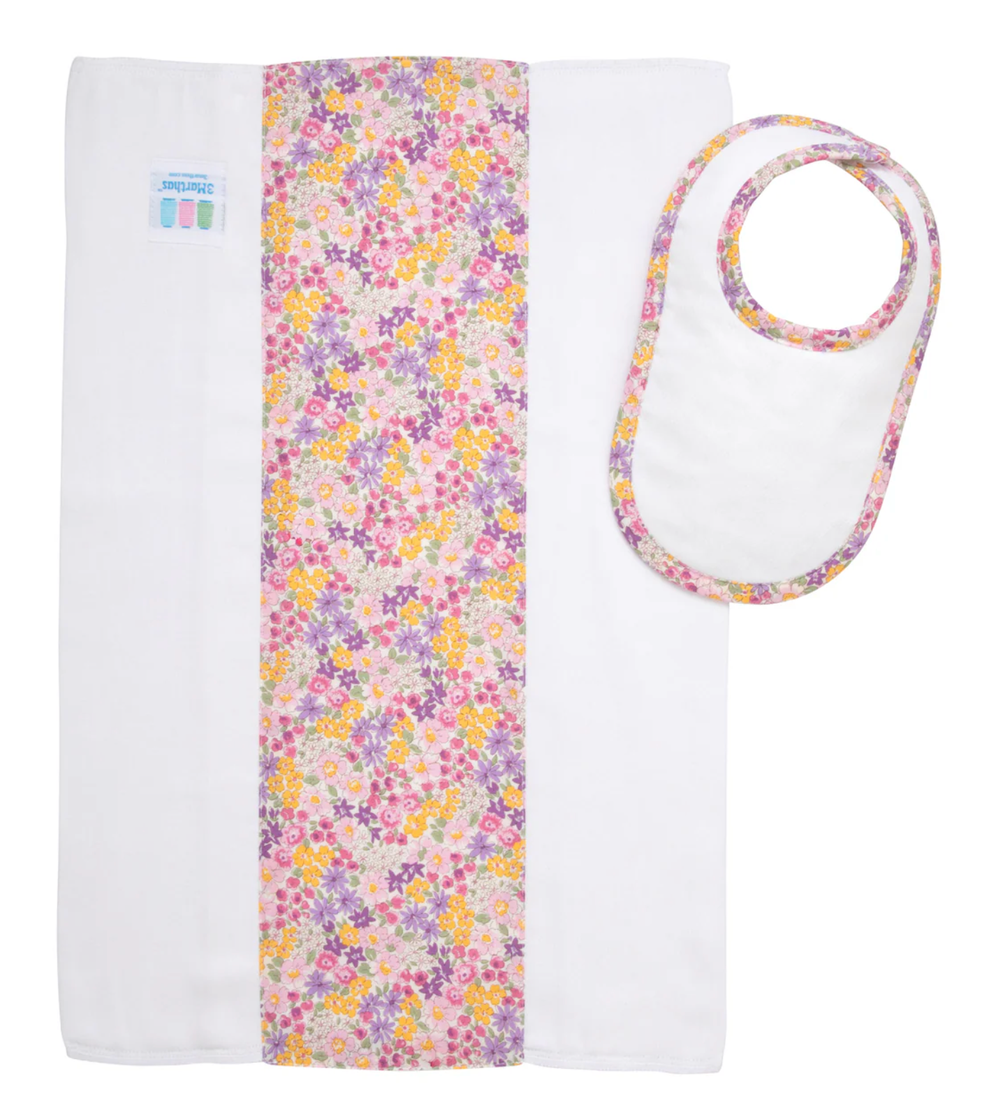 Butterfly Floral Drooler Bib & Burp Set