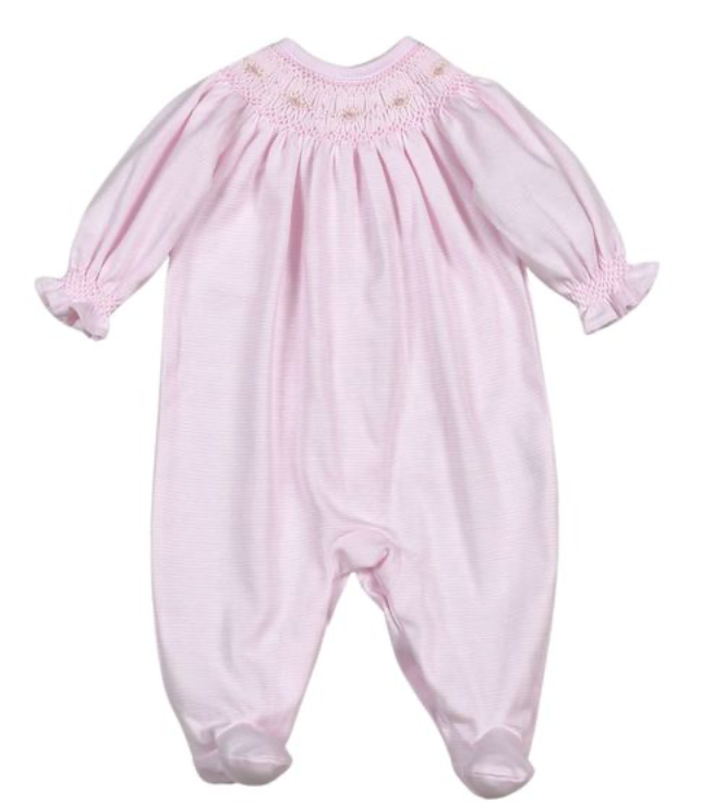 Sally Pink Hand Smocked Bishop Pima Footie