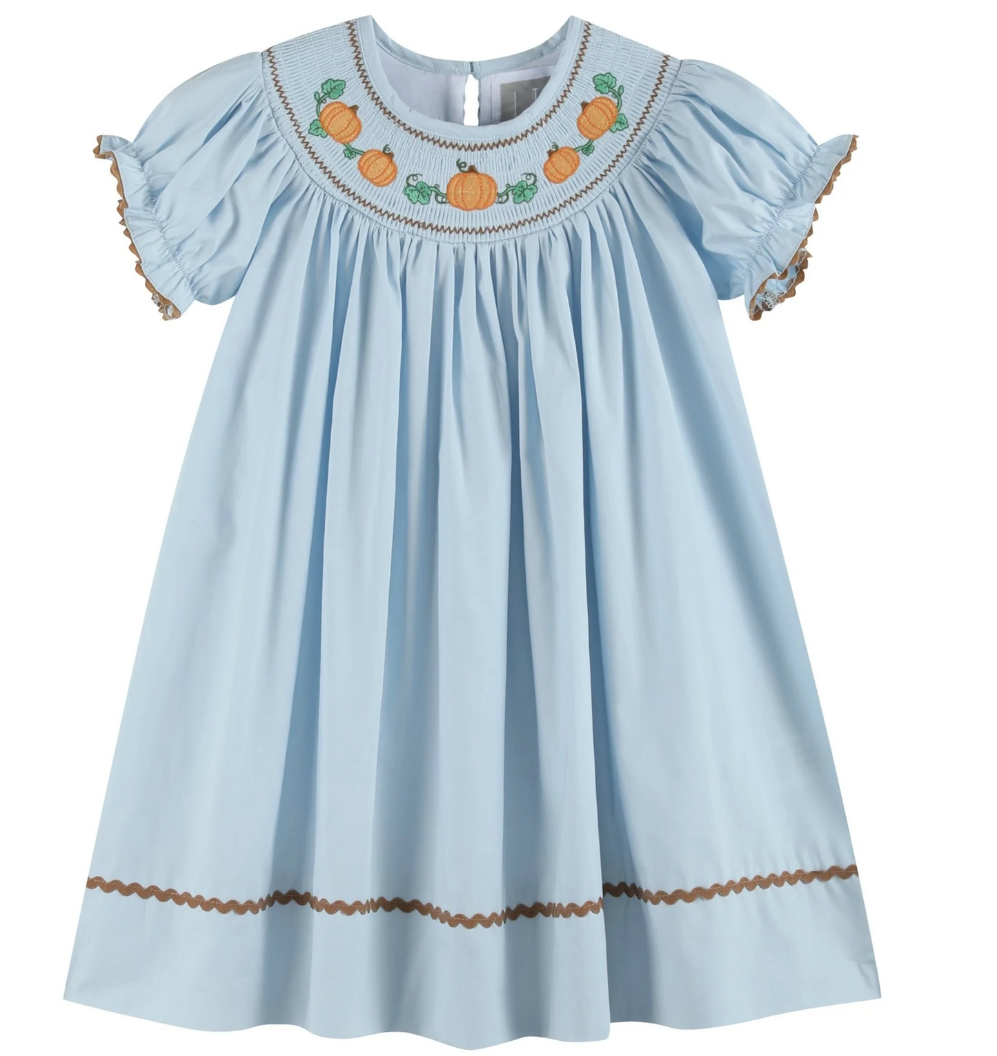 Blue Pumpkin Gingham Smocked Bishop Dress