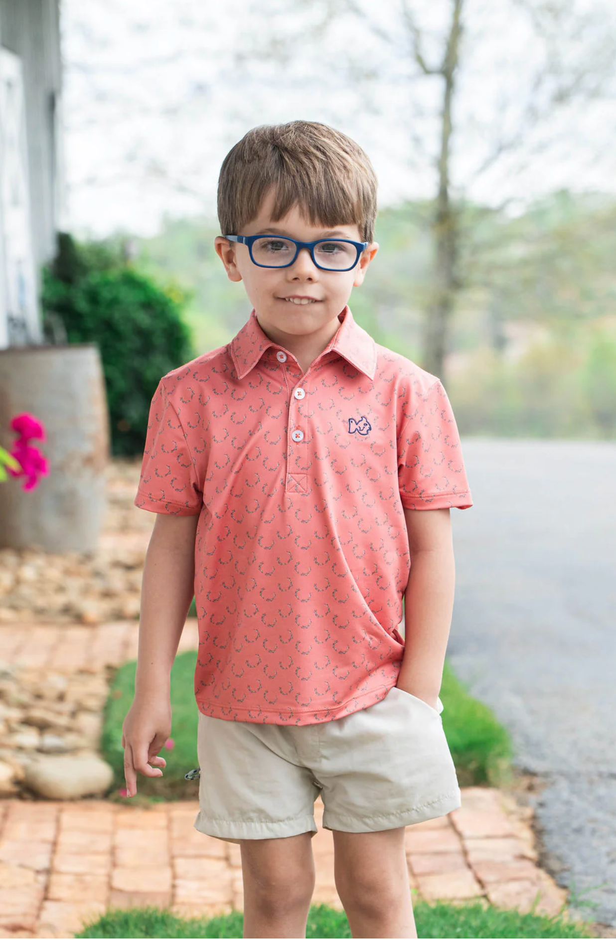 Crabapple Antler Print Pro Performance Polo