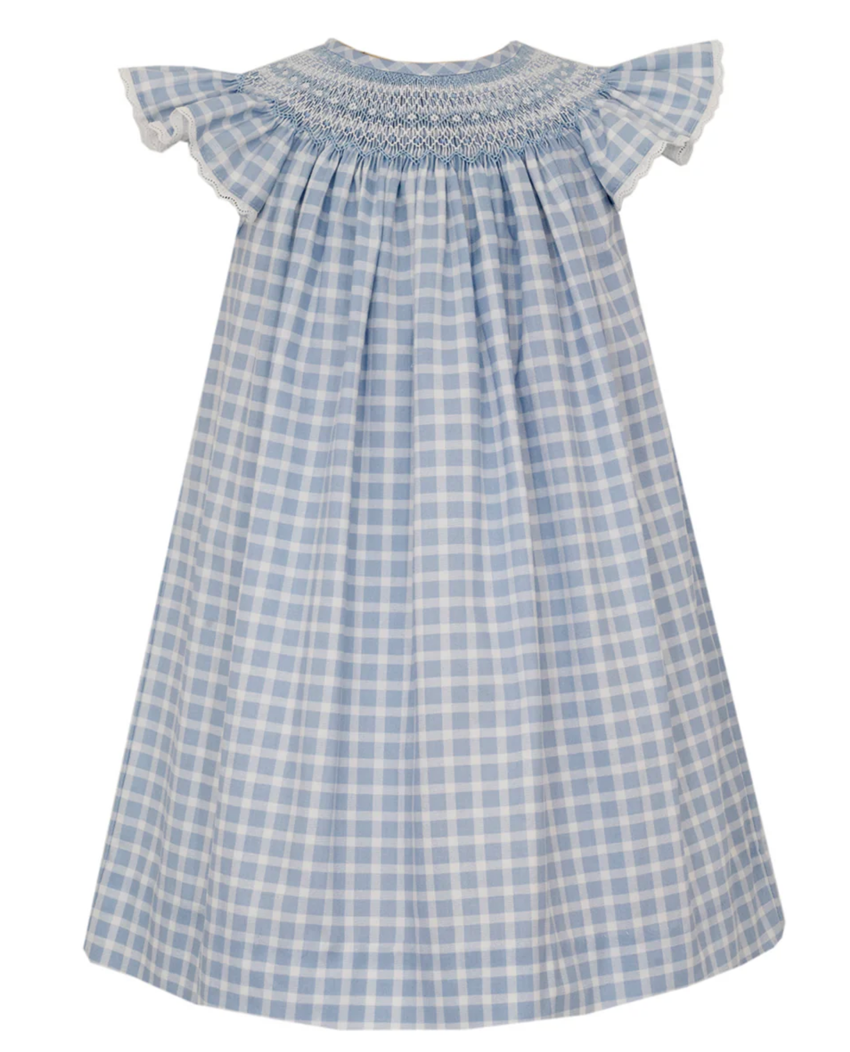 Angel Wing Blue Check Bishop Dress