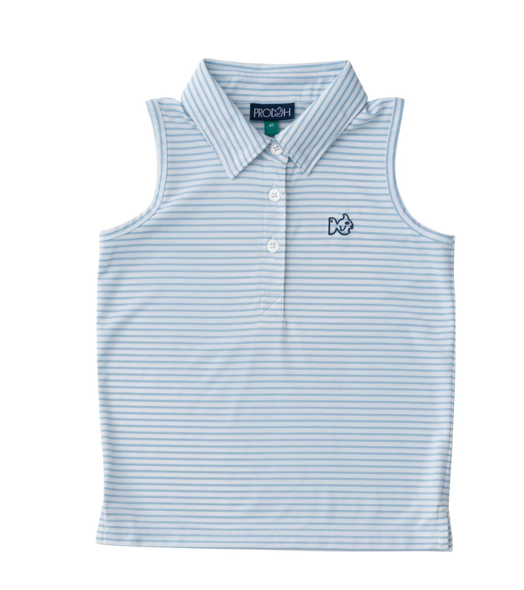 Sleeveless Pro Performance Blue and White Stripe