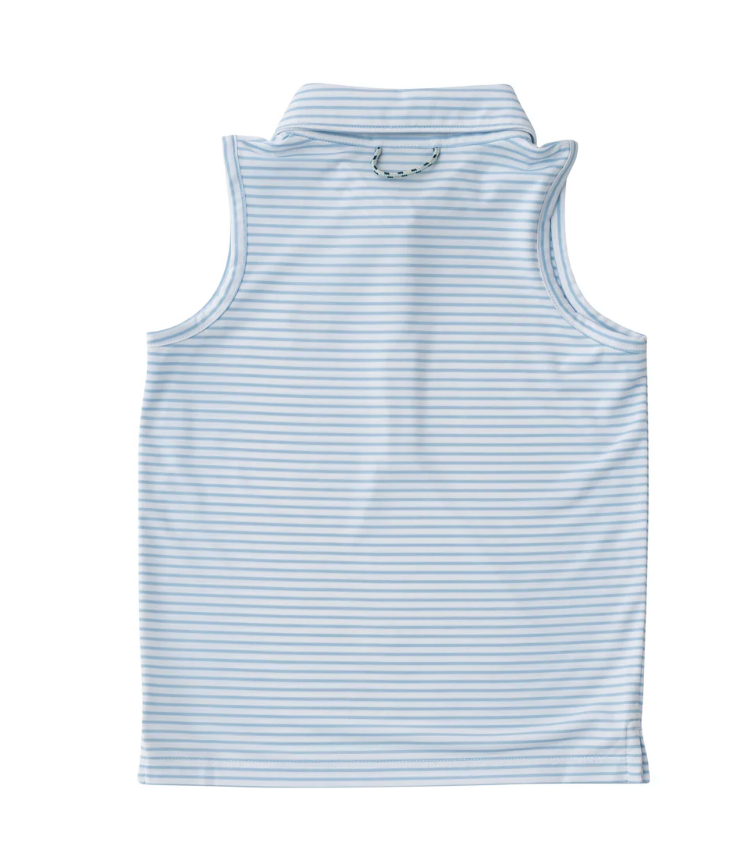 Sleeveless Pro Performance Blue and White Stripe