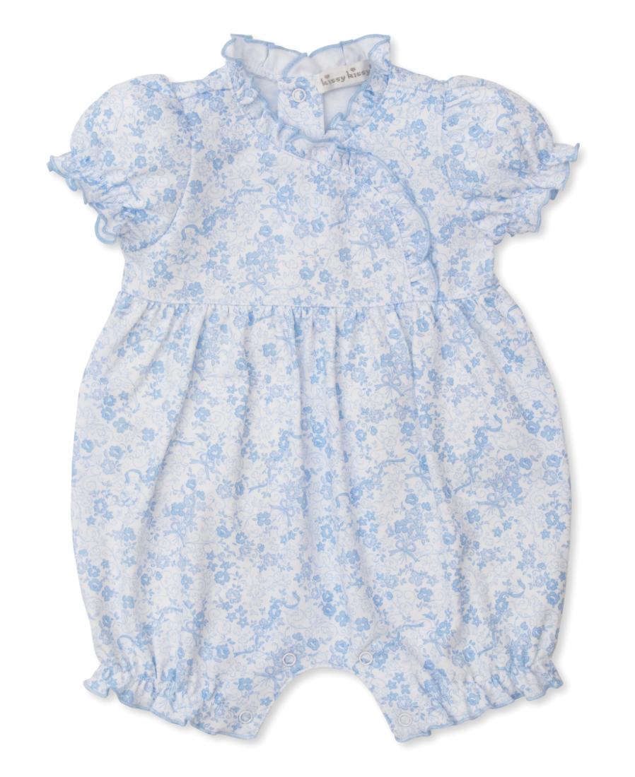 Blue Floral Short Playsuit