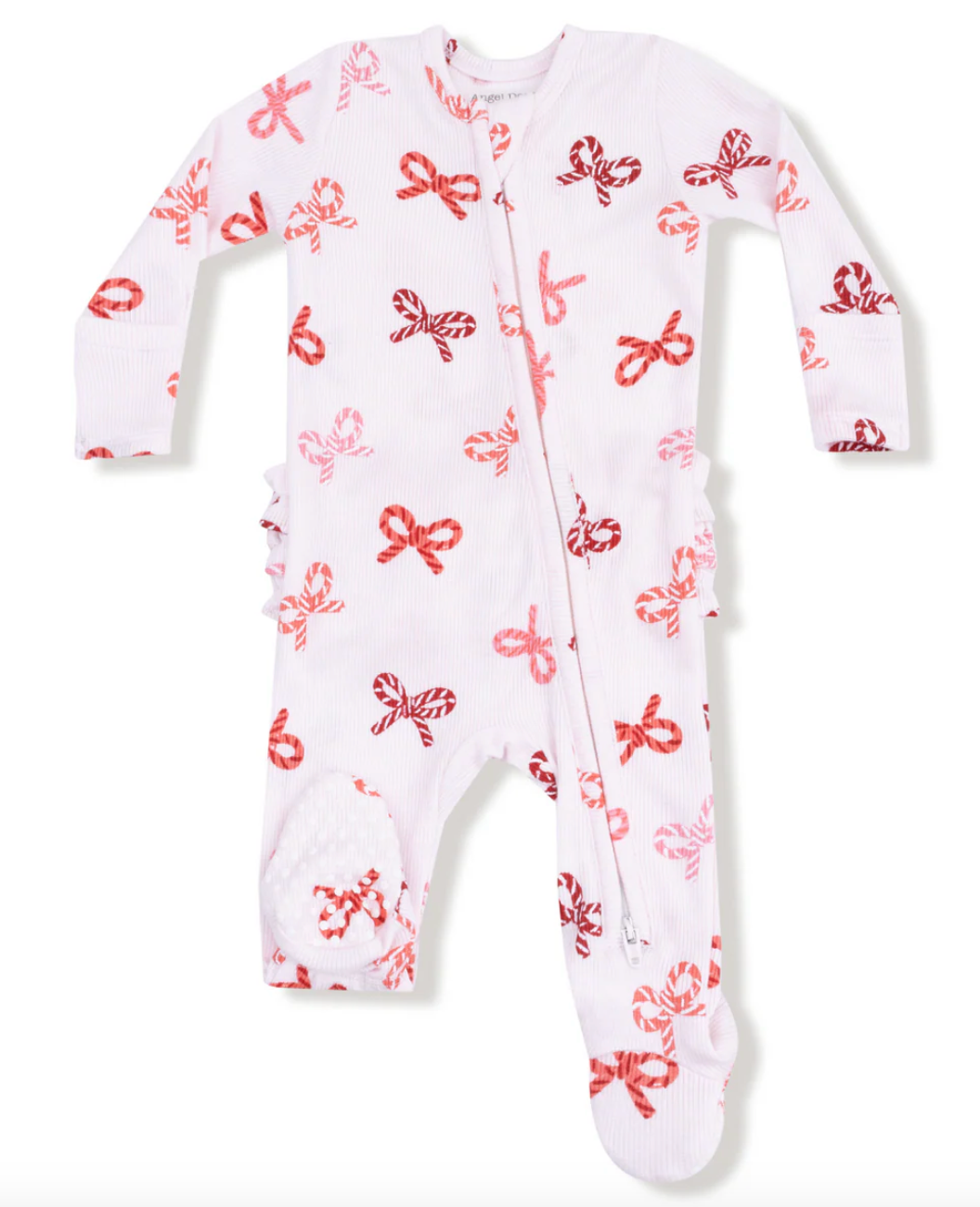 Candy Cane Bow Ruffle Footie