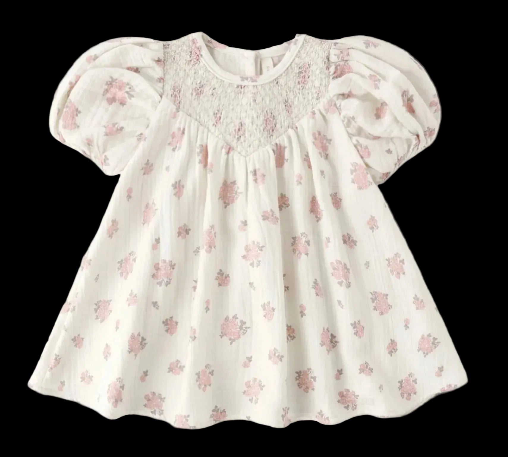 Floral baby dress on a white background