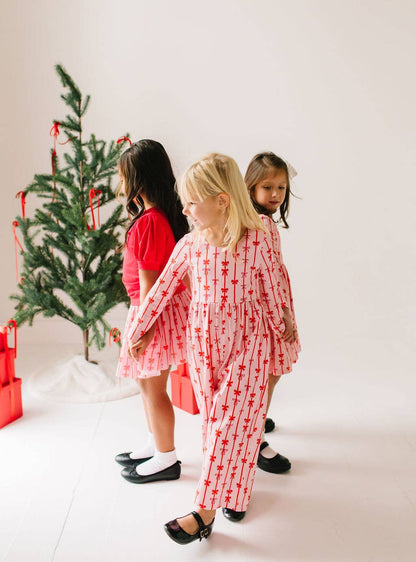 Long Sleeve Leggy Romper in Dainty Bows