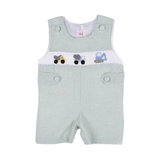 green bubble with trucks and button details 