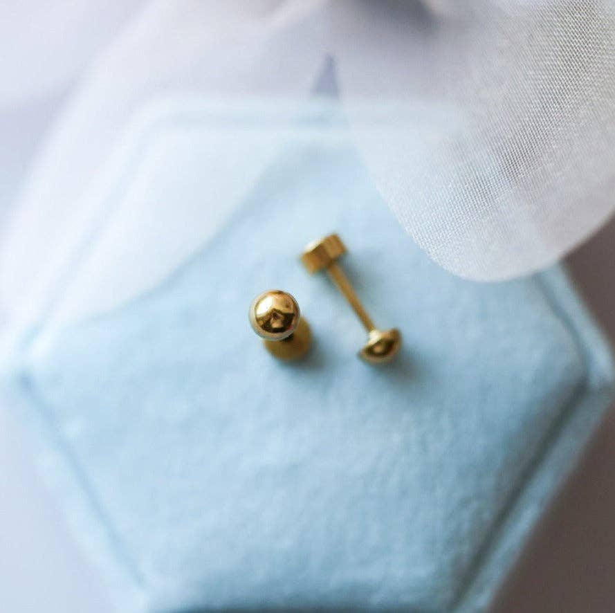 Tiny Gold Ball Earring