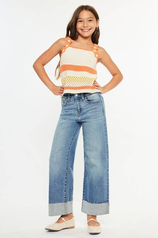 High Rise Crop Wide Leg Jeans