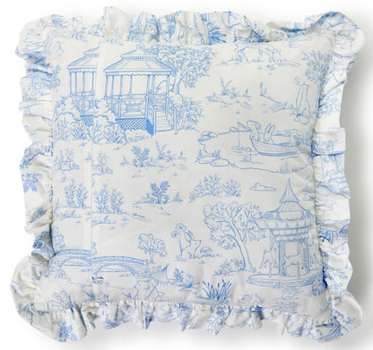 Baby Animal Toile Decorative Pillow with Ruffle