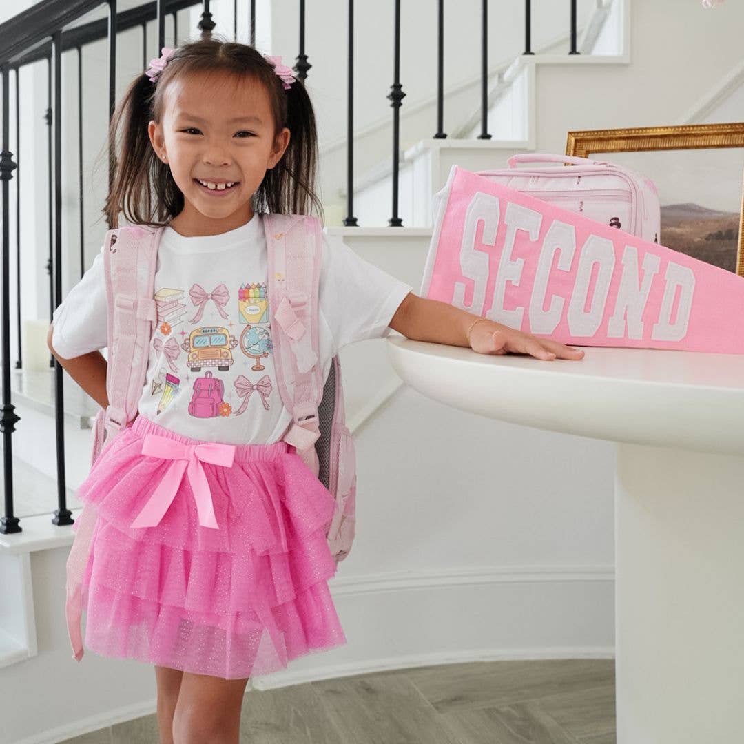 Pink Pencil Bow Clip Set - Hair Bows - Back To School