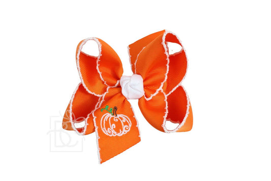 Orange Pumpkin Crochet Edge Bow