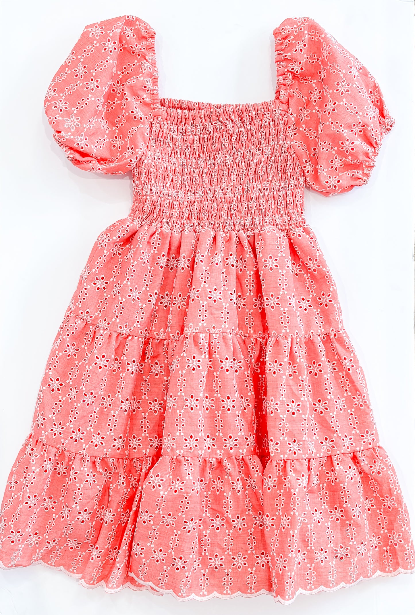 Coral Eyelet Dress