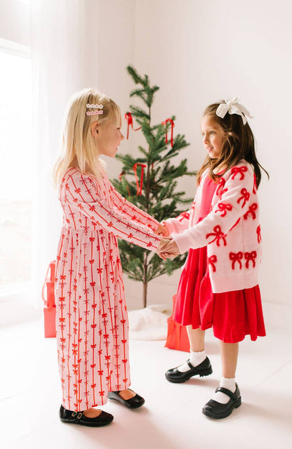 Long Sleeve Leggy Romper in Dainty Bows