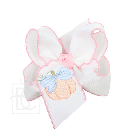 Pink Pumpkin Crochet Edge Bow