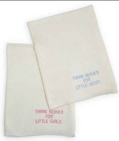 Thank Heaven Embroidered Knit Blanket