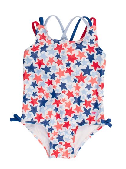 Girls Shimmer Star-Spangled Cross-Back One Piece