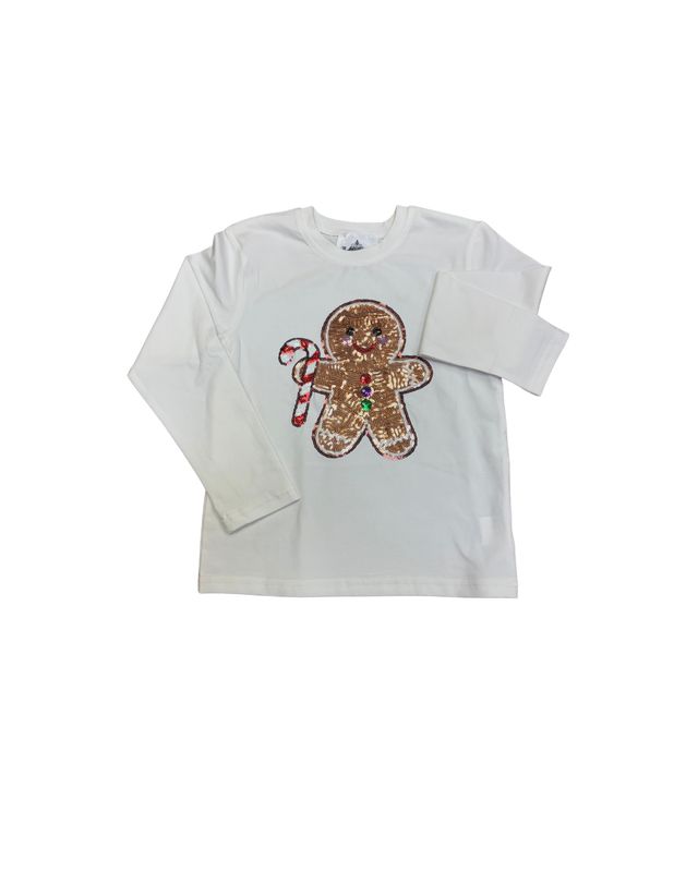 Kids' Gingerbread Kisses Sequin Long-Sleeve Shirt by Belle Cher