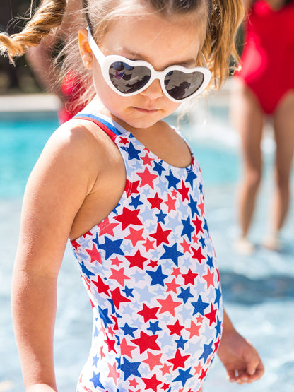 Girls Shimmer Star-Spangled Cross-Back One Piece