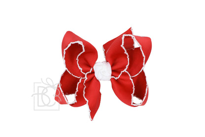Red & White Crochet Edge Bows