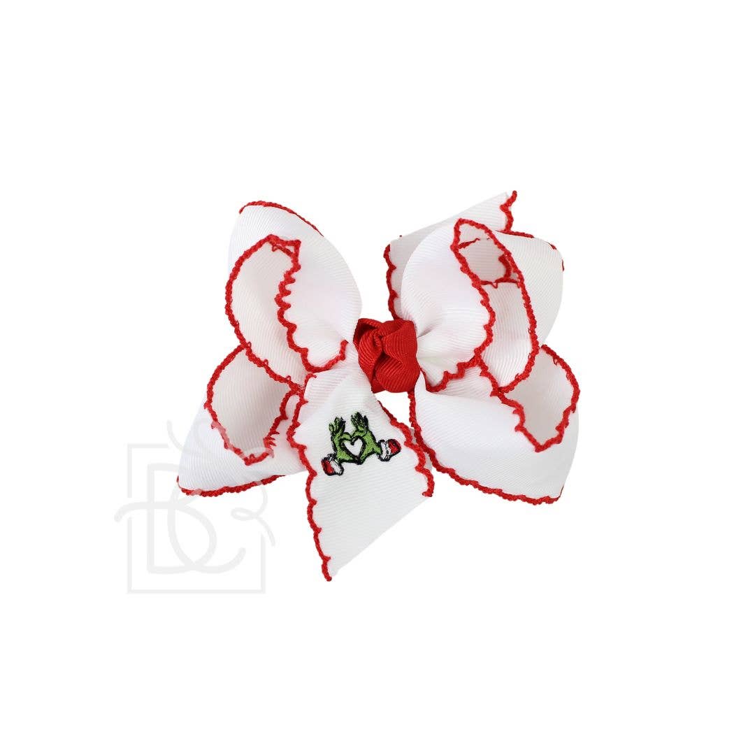 Grinch Embroidered Bow
