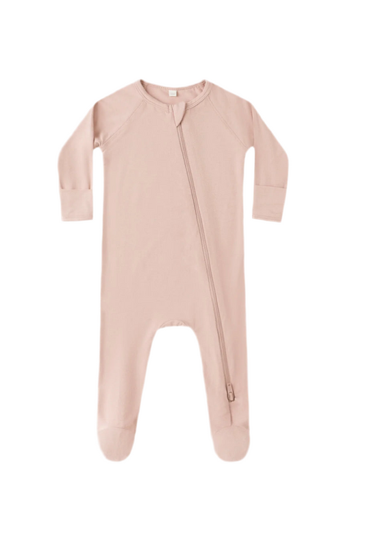 Bamboo Zip Footie - Rose