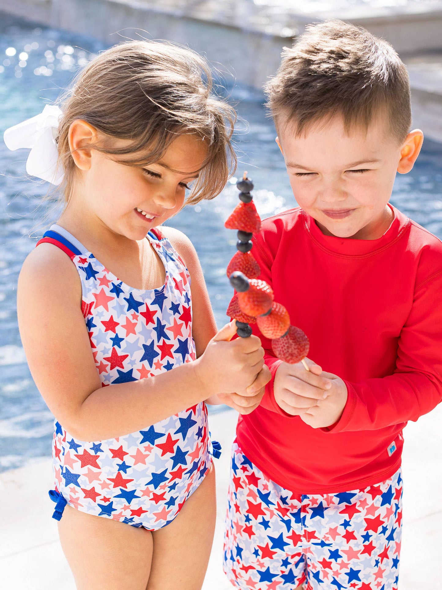 Girls Shimmer Star-Spangled Cross-Back One Piece