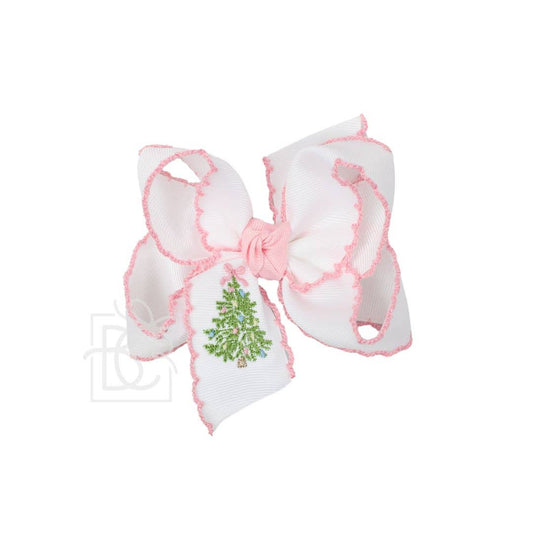 Pink Tree Embroidered Bow