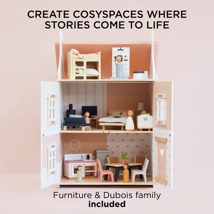 Roseheart Wooden Dolls House, Furniture & Family