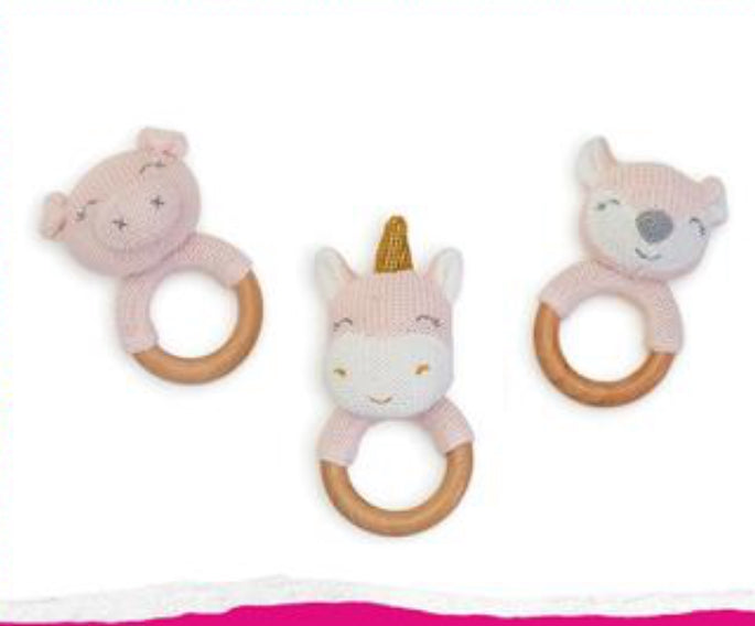 Sleepy Unicorn Knitted Rattle