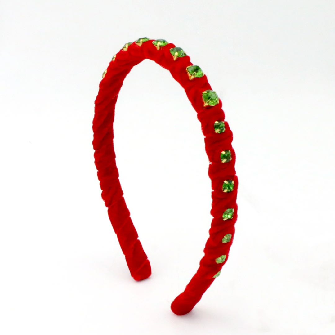 Velvet Stone Red Headband by Poppyland Accessories
