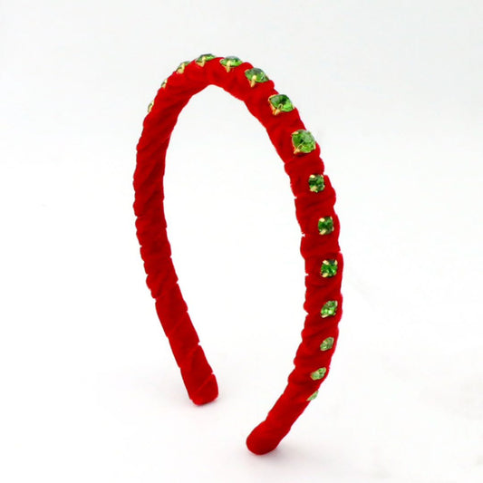 Velvet Stone Red Headband by Poppyland Accessories