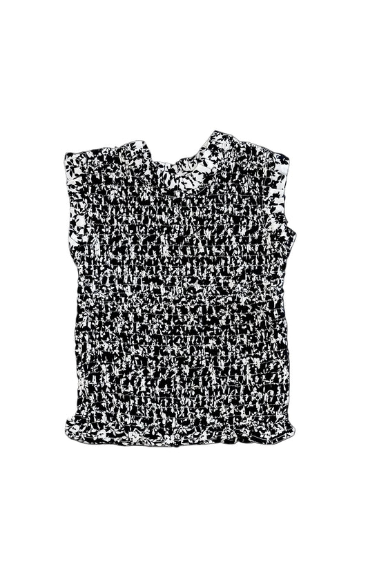 Black and white textured fabric swatch on a white background