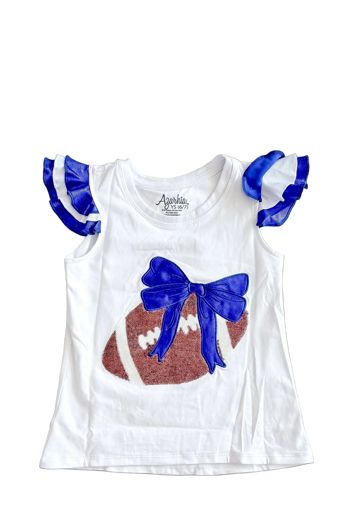 Royal Sequin Football Ruffle Sleeve T-Shirt