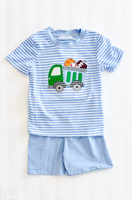 Dump Truck Sports Boy Short Set