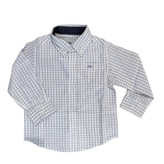 lavender check long sleeve dress shirt for boys