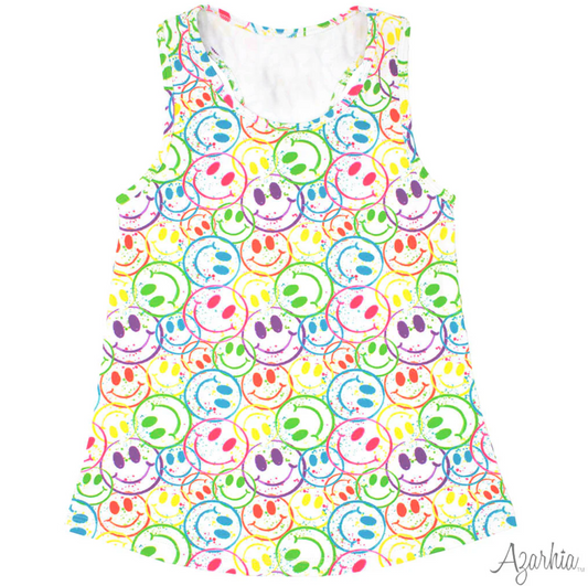 Splatter Smiley Racer Back Tank