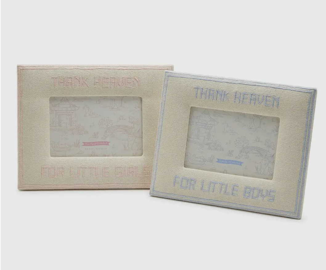 “Thank Heaven for Little Girls/Boys” Embroidered Frame