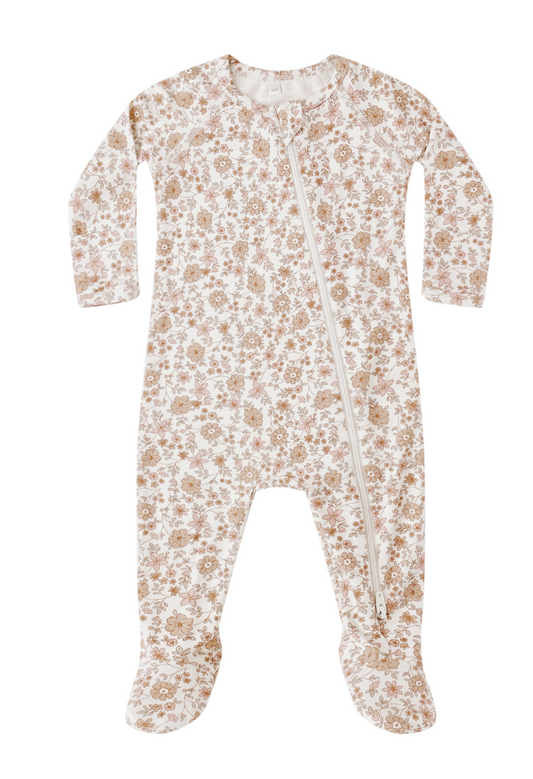 Bamboo Zip Footie - Bloom