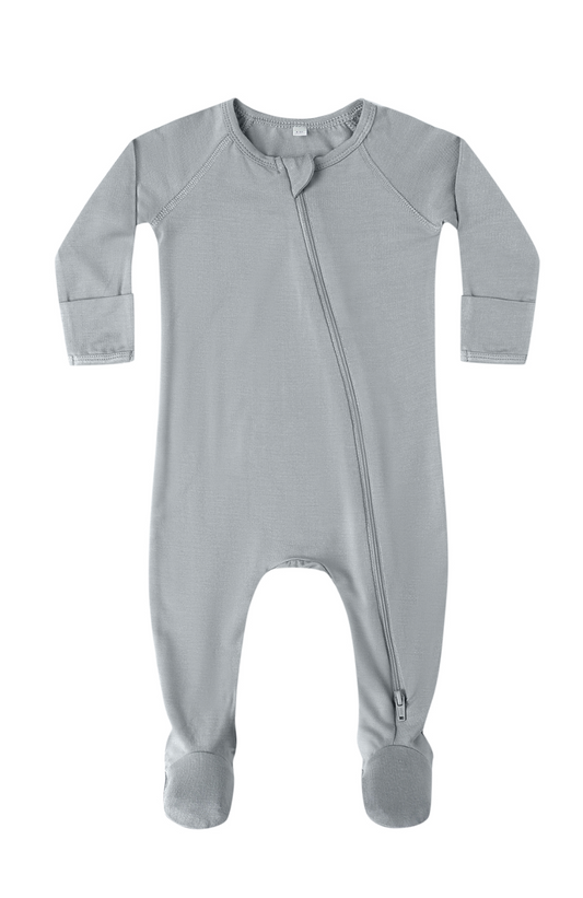 Bamboo Zip Footie - Steel Blue