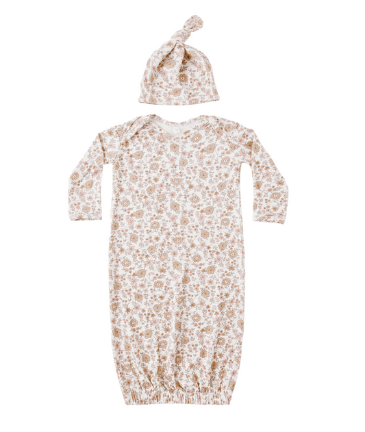 Bloom Baby Gown + Hat Set