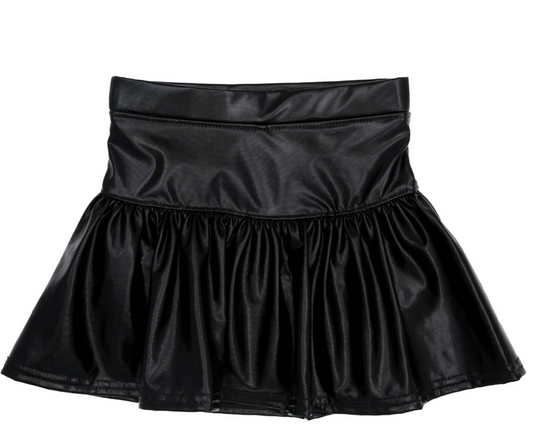 Metallic Gathered Skort in Black