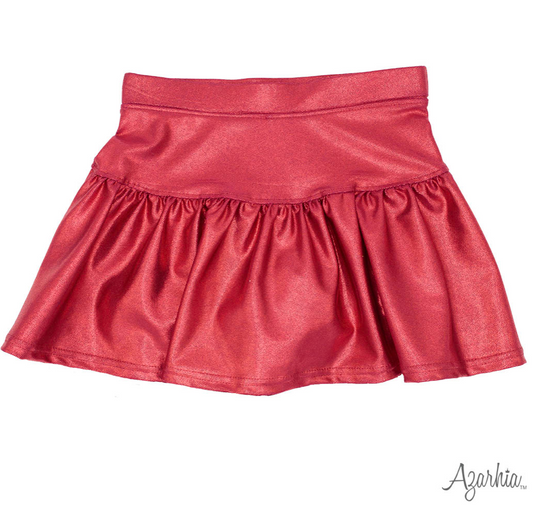 Metallic Gathered Skort in Maroon