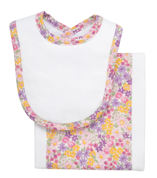 Butterfly Floral Drooler Bib & Burp Set