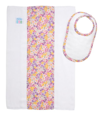Butterfly Floral Drooler Bib & Burp Set
